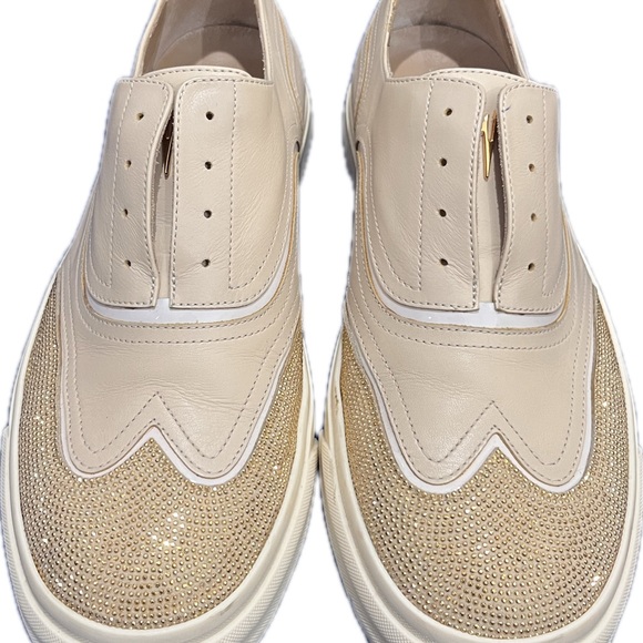 Giuseppe Zanotti Shoes - Giuseppe Zanotti Leather Studded  Slip-On Sneakers Womens 10